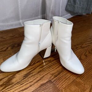XOXO White Ankle Booties with Chunky Heel